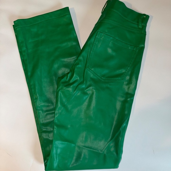 ✨PRICE DROP✨ Woman Coloured Faux Leather Trousers Pant Green sz - Picture 6 of 12
